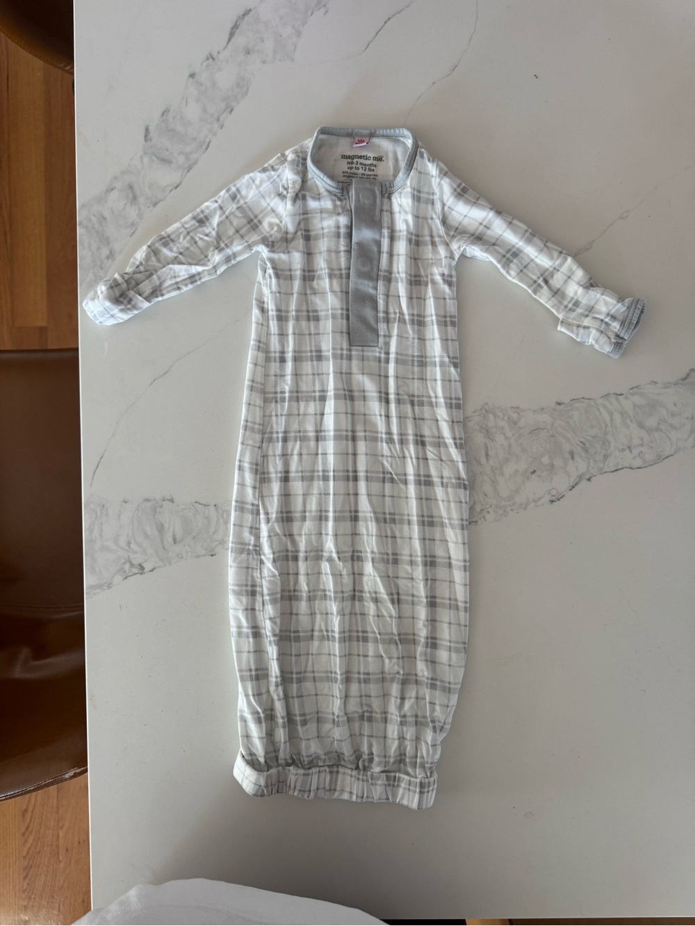 Magnetic Me Gray Plaid Infant Sleep Gown - Soft Cotton